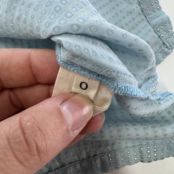 L'AGENCE Blouse Womens 0 Light Blue 100% Silk Sleeveless Studded Rhinestone - Picture 4 of 10